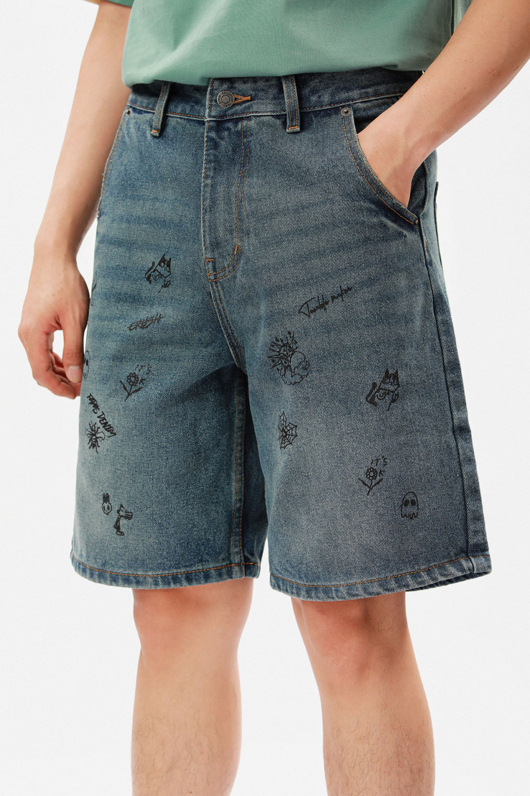 【WV PROJECT】Summer Loud Denim Short Sleeve Shirt MJSS7663 Denim Shorts | TEN11